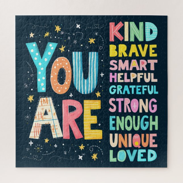 You Are Affirmations Bright Hand Lettering Jigsaw Puzzle (Vertical)