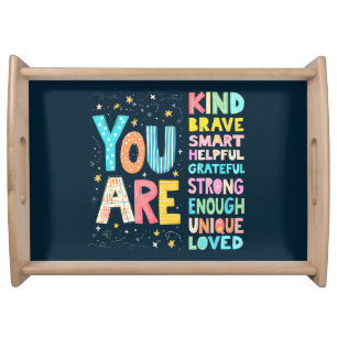You Are Affirmations Bright Hand Lettering Serving Tray