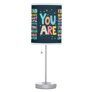 You Are Affirmations Bright Hand Lettering Table Lamp