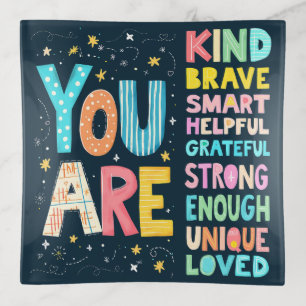 You Are Affirmations Bright Hand Lettering Trinket Tray
