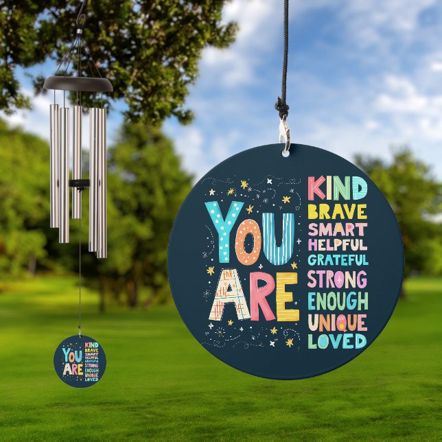 You Are Affirmations Bright Hand Lettering Wind Chime (Outdoor)