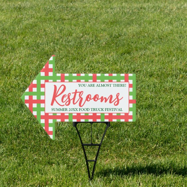 You Are Almost There! Picnic Pattern Restrooms  Sign (Insitu)