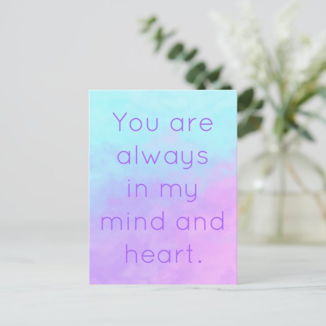 You Are Always in My Mind & Heart Pastel Postcard (Standing Front)