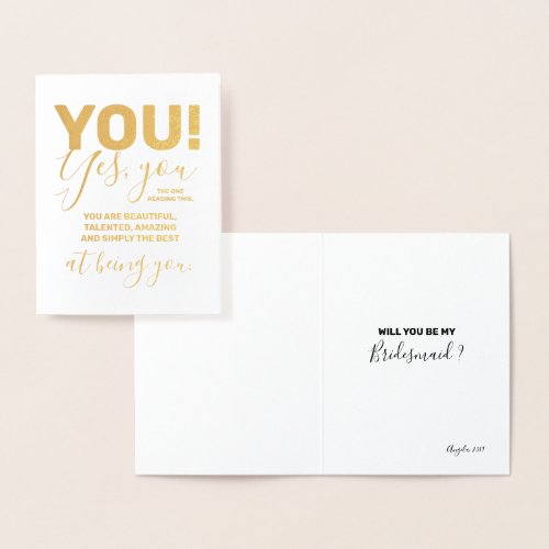 You are Amazing and Best _ Funny Bridesmaid Foil Card