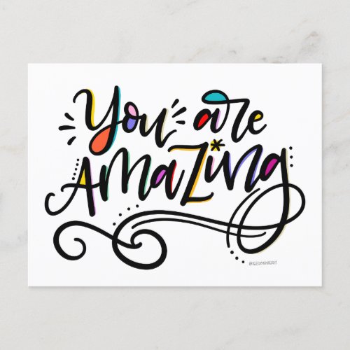 You Are Amazing hand lettered Postcard