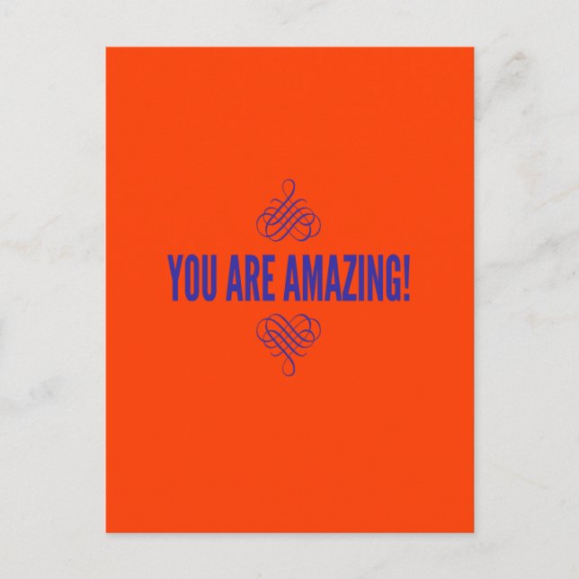 You are amazing! Orange and Purple Postcard (Front)