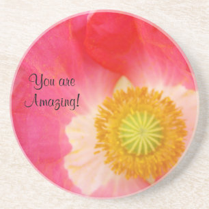 You are Amazing! Poppy Flower drink coasters
