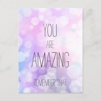 You are Amazing - Purple Bokeh Inspirational Quote Postcard