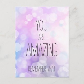 You are Amazing - Purple Bokeh Inspirational Quote Postcard