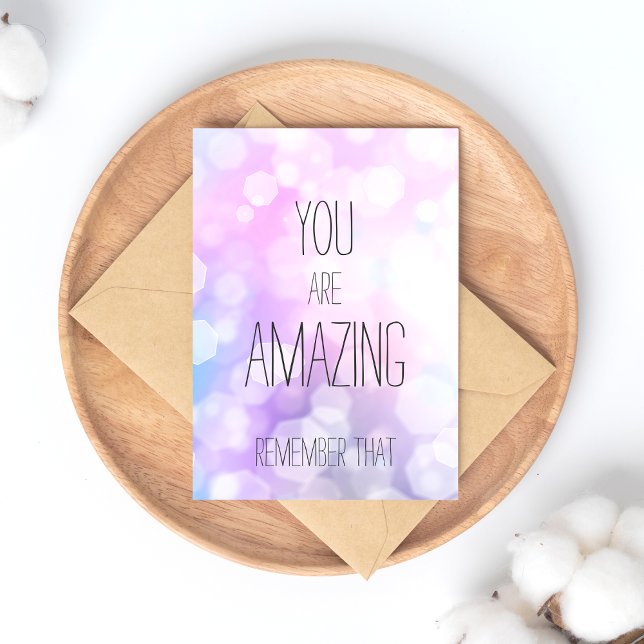 You are Amazing - Purple Bokeh Inspirational Quote Postcard (Creator Uploaded)