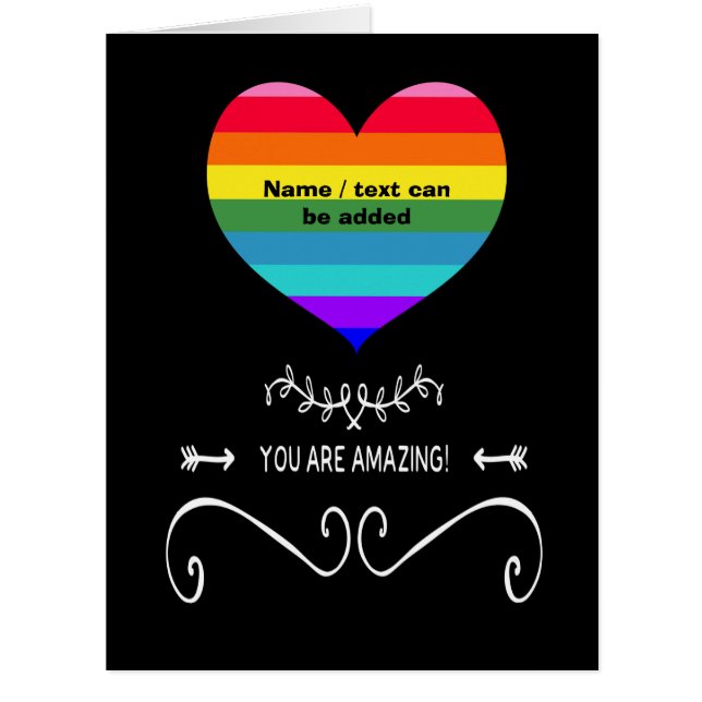 You Are Amazing! Rainbow Heart   Cards (Front)