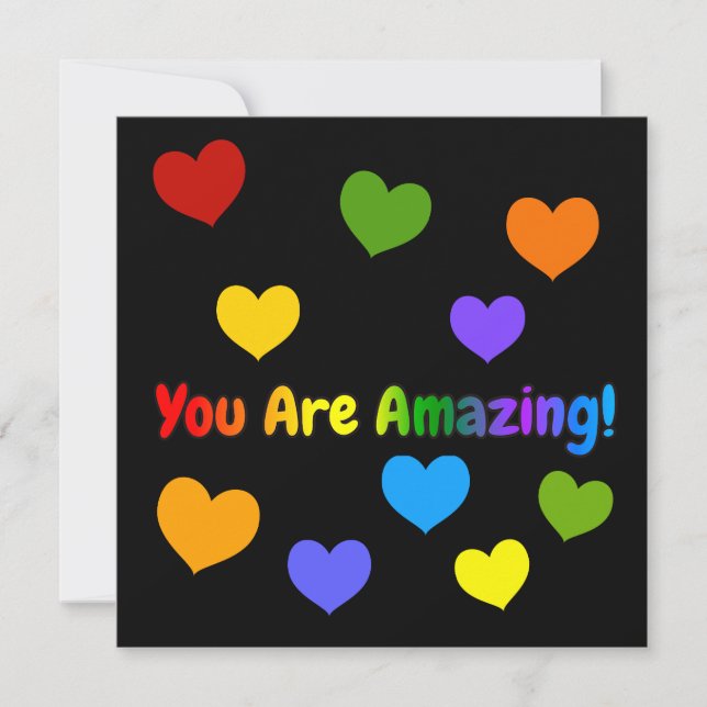 You Are Amazing Rainbow Text Note Card (Front)