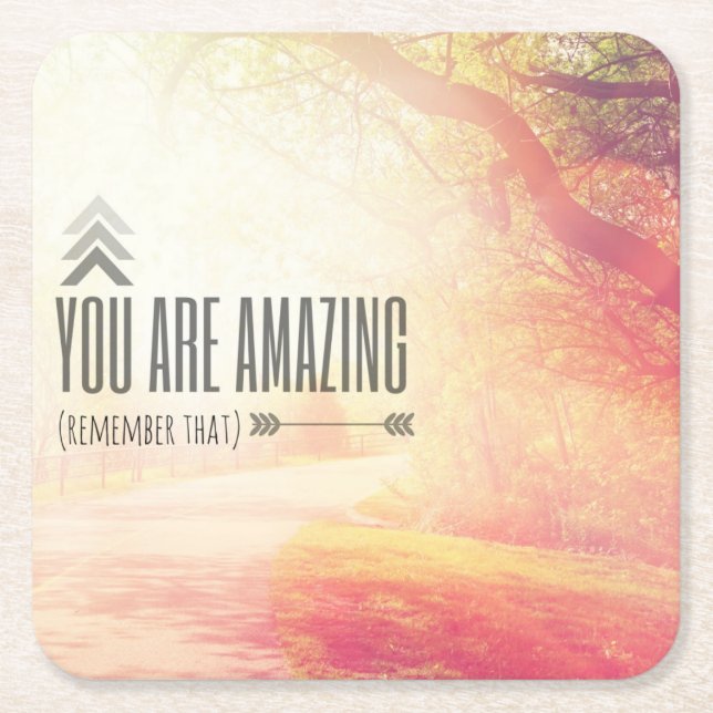 You Are Amazing Square Paper Coaster (Front)