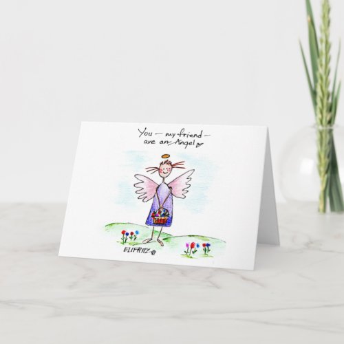 You are an angel text watercolor drawing card