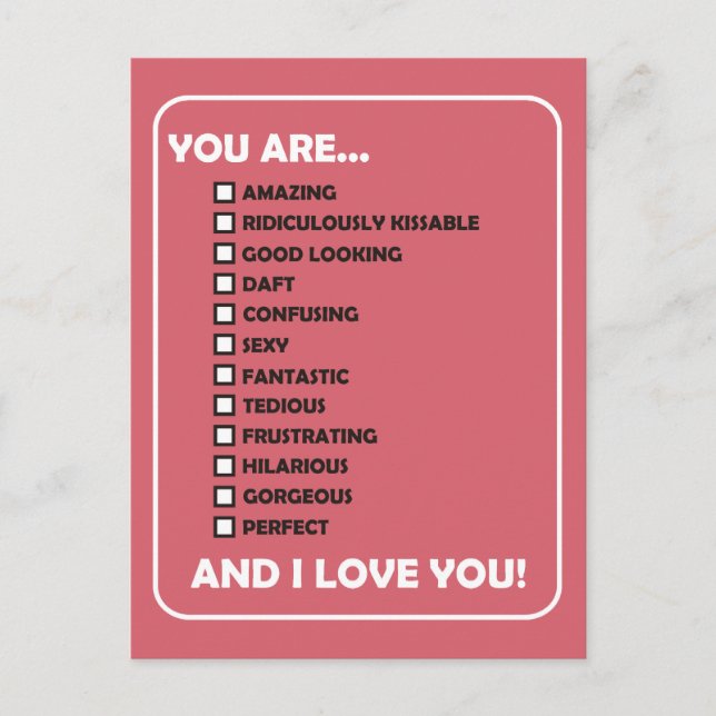 You Are...  And I Love You Postcard (Front)