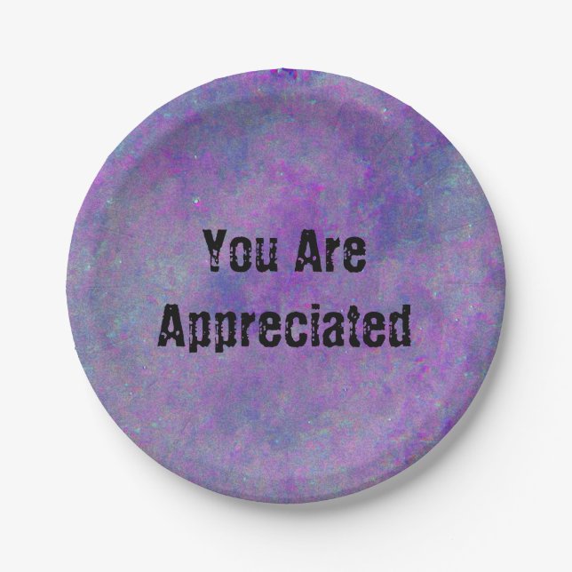 You Are Appreciated Abstract Purple Work Employee Paper Plates (Front)