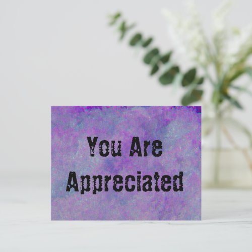You Are Appreciated Abstract Purple Work Employee Postcard