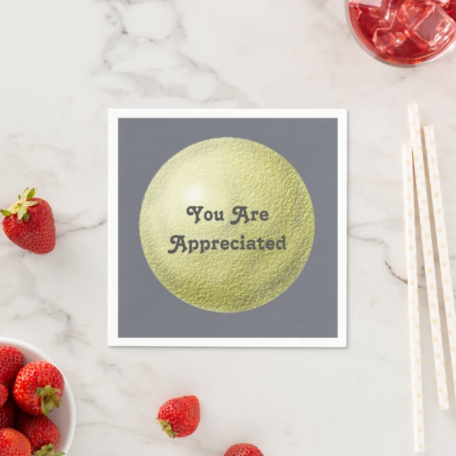 You Are Appreciated Gold Circle Modern Thank You Napkins (Insitu)
