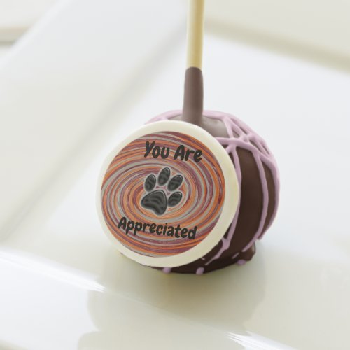You Are Appreciated Groovy Paw Print Dog Walker Cake Pops