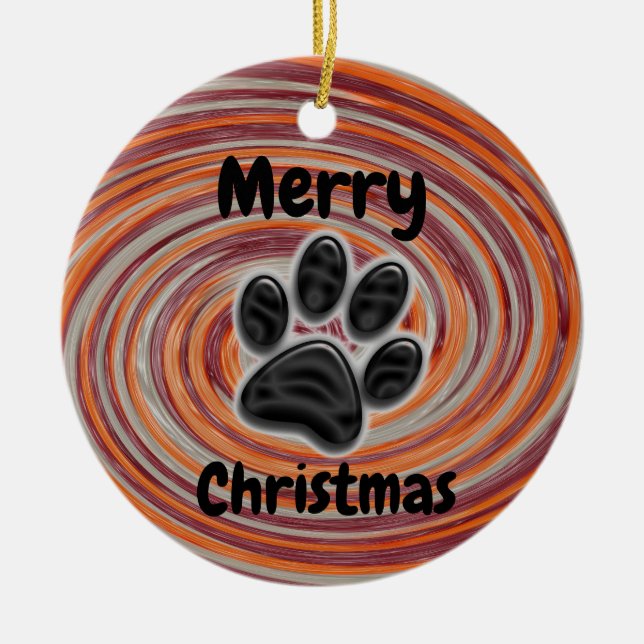 You Are Appreciated Groovy Paw Print Dog Walker Ceramic Ornament (Front)