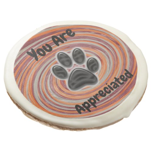 You Are Appreciated Groovy Paw Print Dog Walker Sugar Cookie