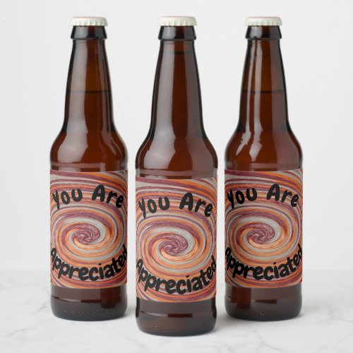 You Are Appreciated Groovy Swirl Colorful Employee Beer Bottle Label