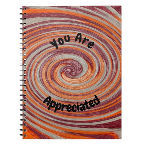 You Are Appreciated Groovy Swirl Colorful Employee Notebook