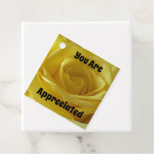 You Are Appreciated Light Yellow Rose Thank You Favor Tags