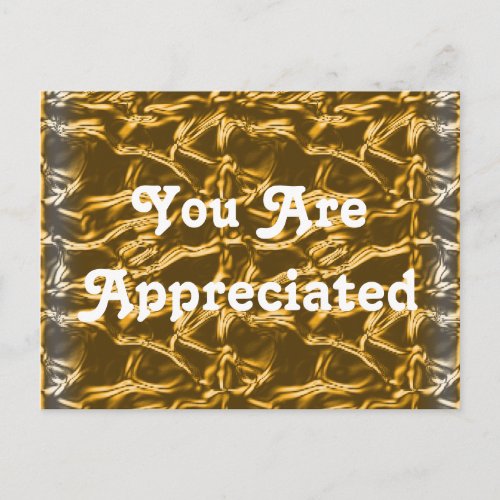 You Are Appreciated Metallic Gold Foil Thank You Postcard