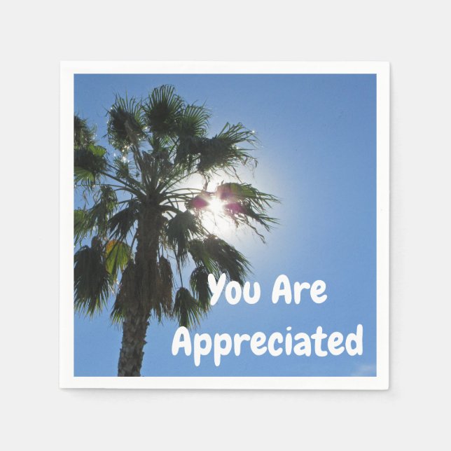 You Are Appreciated Palm Tree Tropical Thank You Napkins (Front)