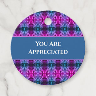 You Are Appreciated Pink Blue Kaleidoscope Thanks Favor Tags