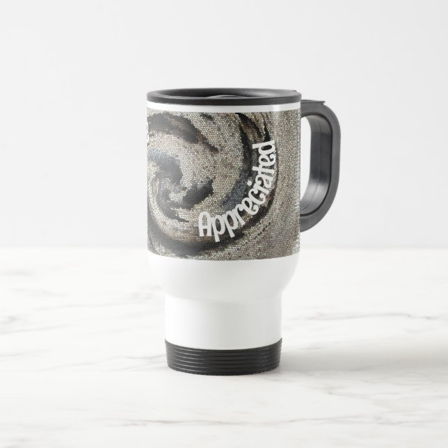 You Are Appreciated Rustic Brown Mosaic Employee Travel Mug (Front Right)