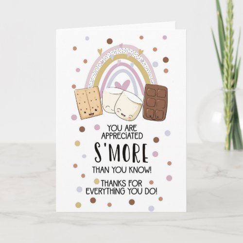 you are appreciated smore than you know volunteer card