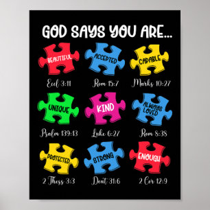 You Are Autism Awareness Puzzle Bible Verses Chris Poster