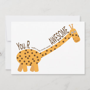 You Are Awesome, Cute Giraffe Illustration Holiday Card