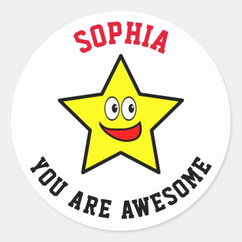 You Are Awesome Gold Star Add Name Classic Round Sticker