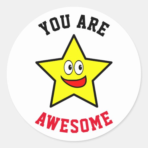 You Are Awesome Gold Star Classic Round Sticker