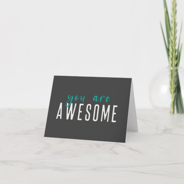 You are Awesome | Modern Quote Green Navy Blue Card (Front)