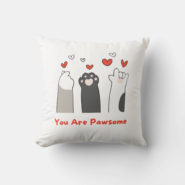 You are awesome | pawsome throw pillow (Front)