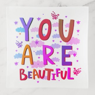 You Are Beautiful Clouds Stars Hearts Trinket Trays