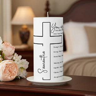 You are beautiful cross personalized pillar candle