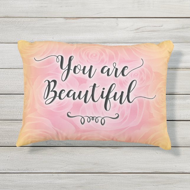 You Are Beautiful Golden Roses Pillow (Back)