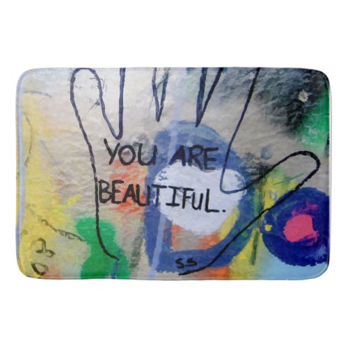 You Are Beautiful Graffiti Bath Mat