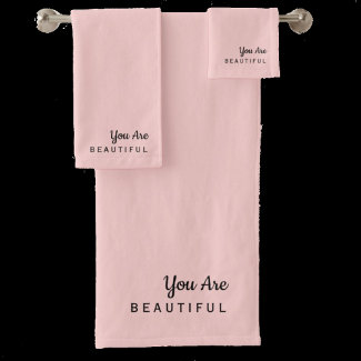You Are Beautiful Inspirational Pink Towel Set