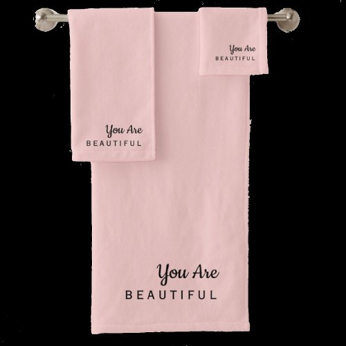 You Are Beautiful Inspirational Pink Towel Set