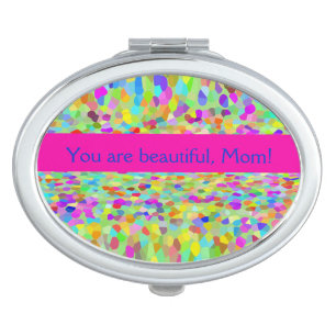You Are Beautiful, Mom! Confetti Garden Fringe Compact Mirror