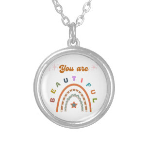 You Are Beautiful Rainbow   Silver Plated Necklace