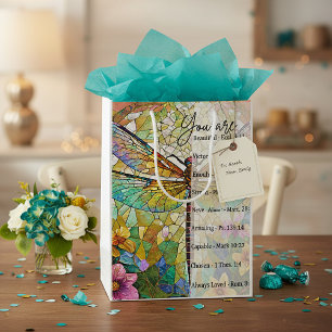 You are beautiful...Stained glass dragonfly Medium Gift Bag