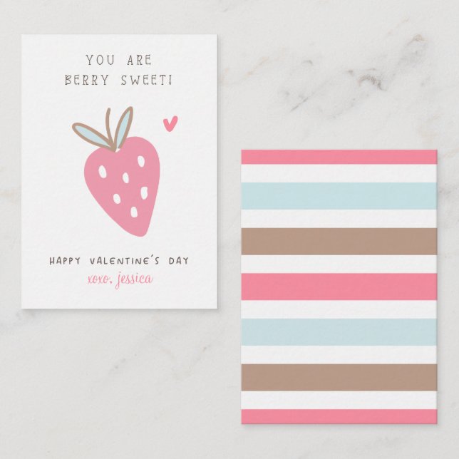 You are Berry Sweet Kids Classroom Valentine's Day Note Card (Front/Back)