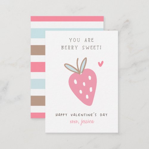 You are Berry Sweet Kids Classroom Valentines Day Note Card